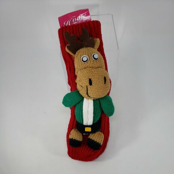 Slipper Socks Anti-Slip Womens Non-Skid Reindeer Hand Made Red Christmas Home - Picture 12 of 12